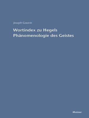 cover image of Wortindex zur Phänomenologie des Geistes